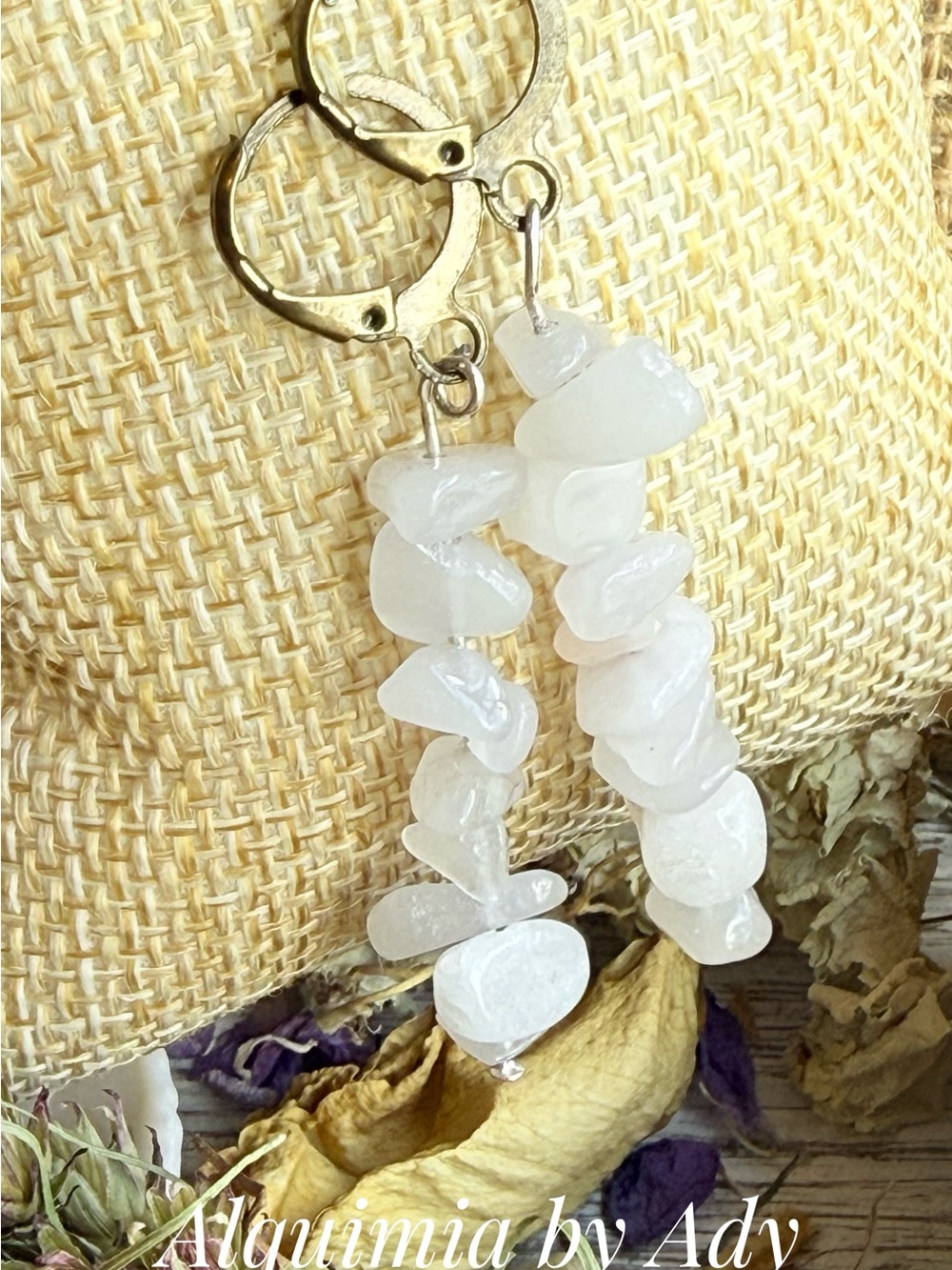 Alquimia White Chip Dangle Earrings with Gold Hoops